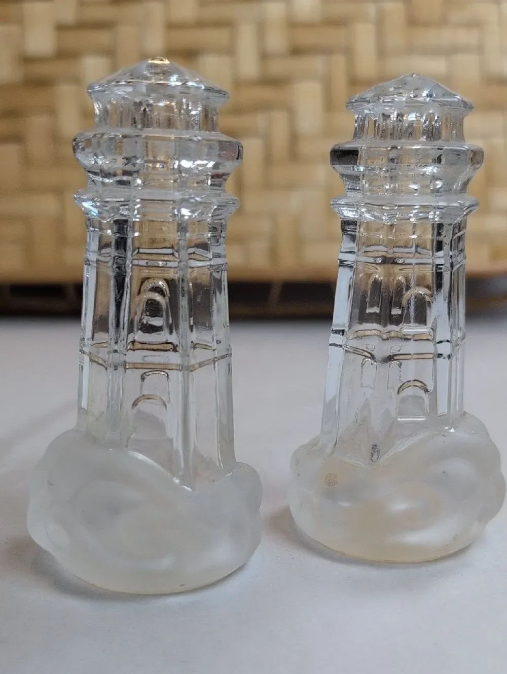 Lenox Crystal Lighthouse Salt and Pepper Shaker Set Made In Germany Coastal